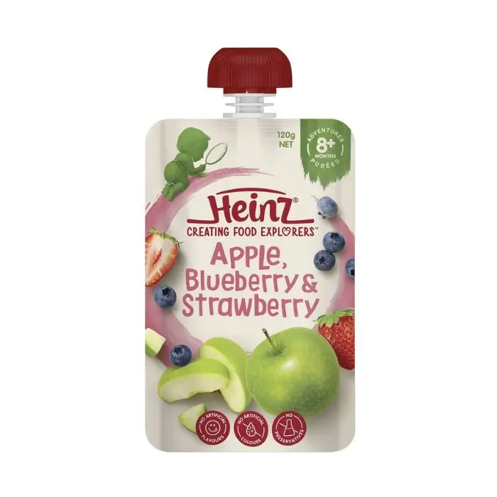 Heinz® Apple, Blueberry & Strawberry Baby Food Pouch 8+ months 120g Heinz® Apple Blueberry Strawberry Baby Food Pouch 8 months 120g In Bangladesh