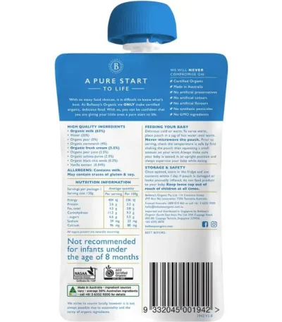 Bellamys Organic VANILLA PEAR CUSTARD 1 In Bangladesh