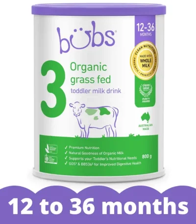 Bubs Organic® Grass Fed Toddler Milk Drink Stage 3 for babies 12 to 36 months now available at ozbabymilk In Bangladesh
