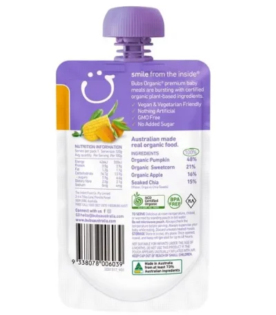 Bubs® Organic Sweetcorn Pumpkin and Chia 1 In Bangladesh