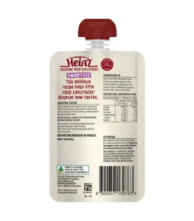 Heinz® Smoothie Pear Berry Oat Greek Style Yogurt Baby Food Pouch 8 months 120g 1 In Bangladesh