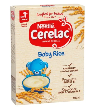 Nestle Cerelac Baby Rice Cereal Baby Food 200g is now available at OZBABYMILK in Bangladesh